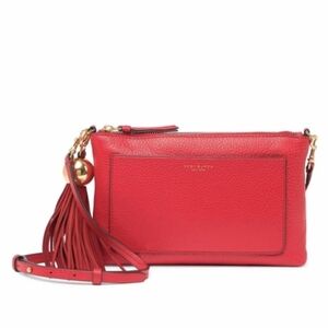 Tory Burch Vibrant Red Crossbody Purse with Tassel
